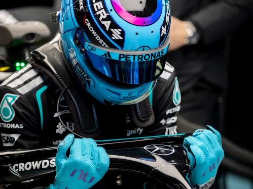 The Mercedes-AMG F1 W17 E PERFORMANCE cockpit view.