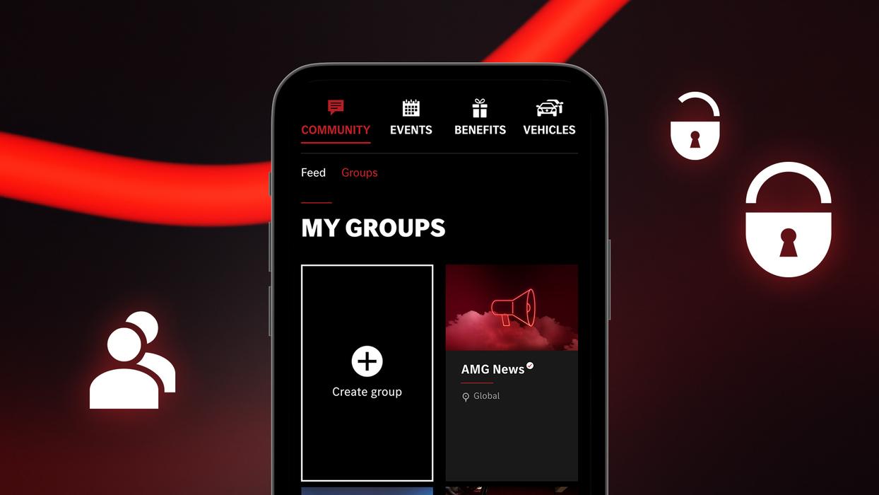 Smartphone displaying Private Lounge Groups page. You can create your own group there.