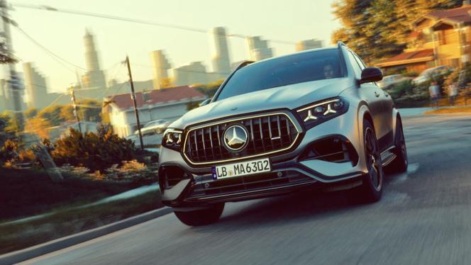 A Mercedes-AMG GLE 63 S SUV with a city in the background