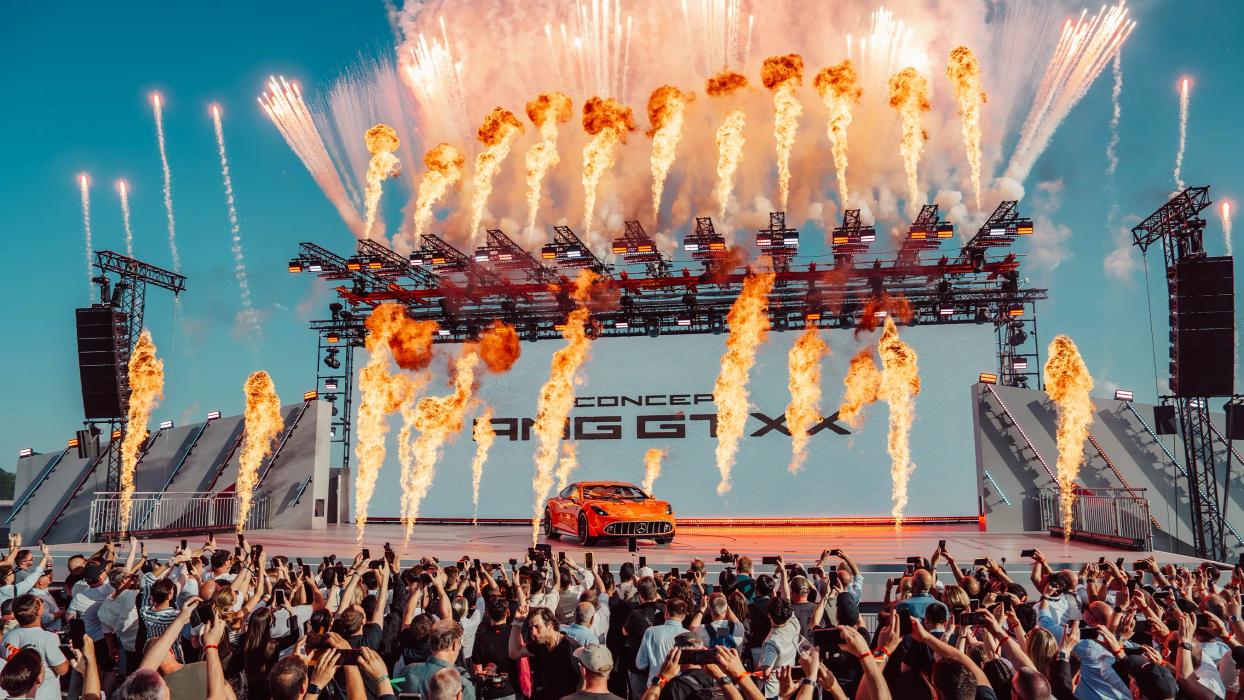 The presentation of the CONCEPT AMG GT XX with pyrotechnics