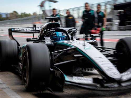 The Mercedes-AMG F1 W17 E PERFORMANCE in the pitlane.