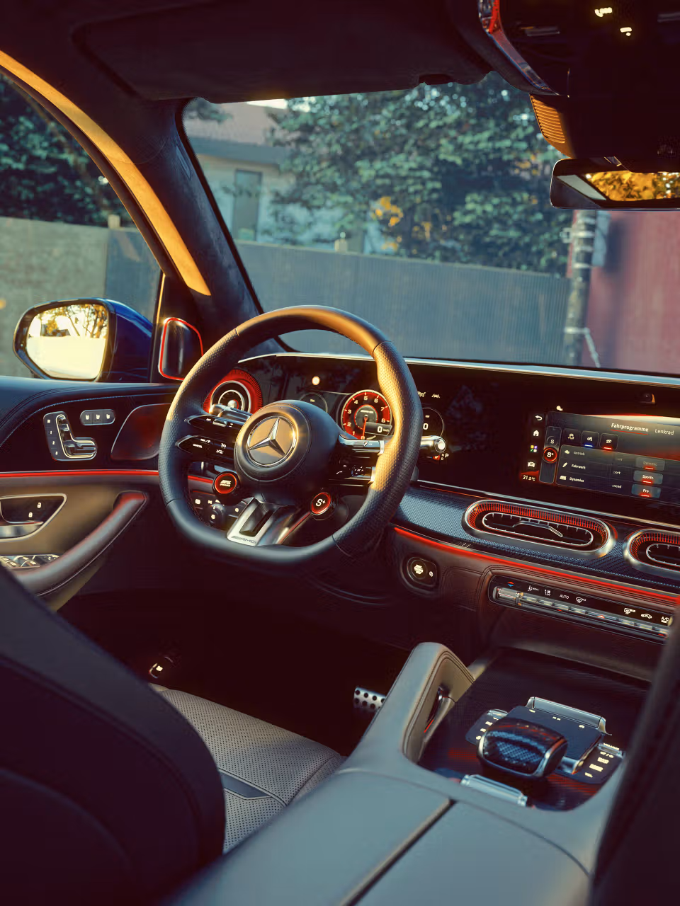 View of the cockpit of the Mercedes-AMG GLS SUV