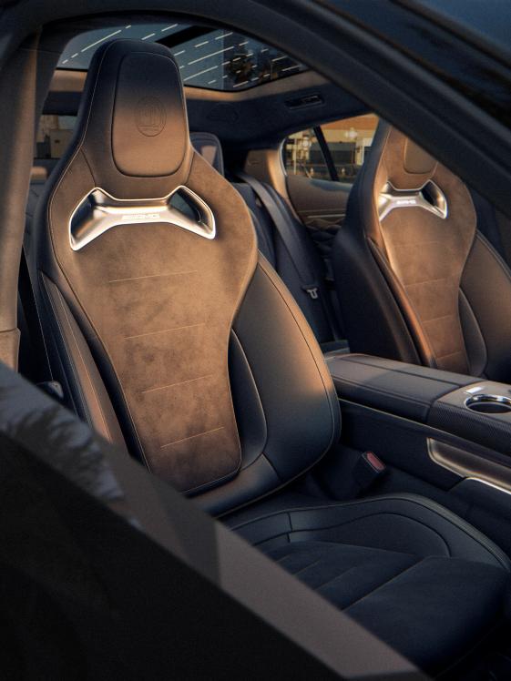 A view of the front seats in the Mercedes-AMG GT 4-Door Coupé