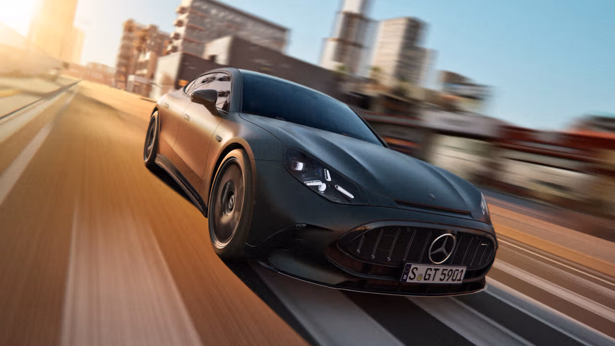 The Mercedes-AMG 4-Door Coupé in an urban setting