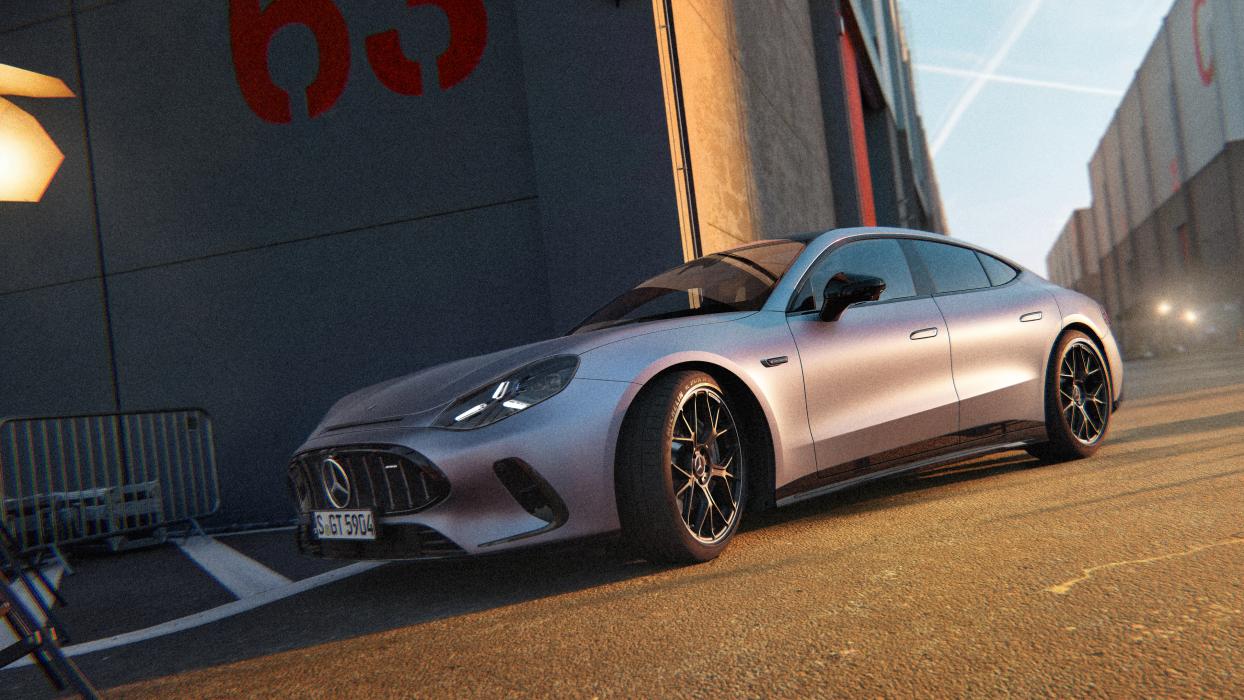 The Mercedes-AMG 4-Door Coupé in an urban setting