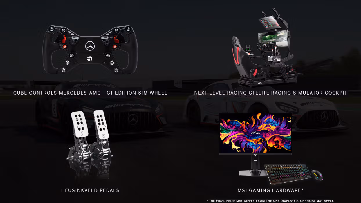 Picture showing SIM controller, rig, pedals and monitor.