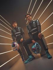 Kimi Antonelli and George Russell in race kit