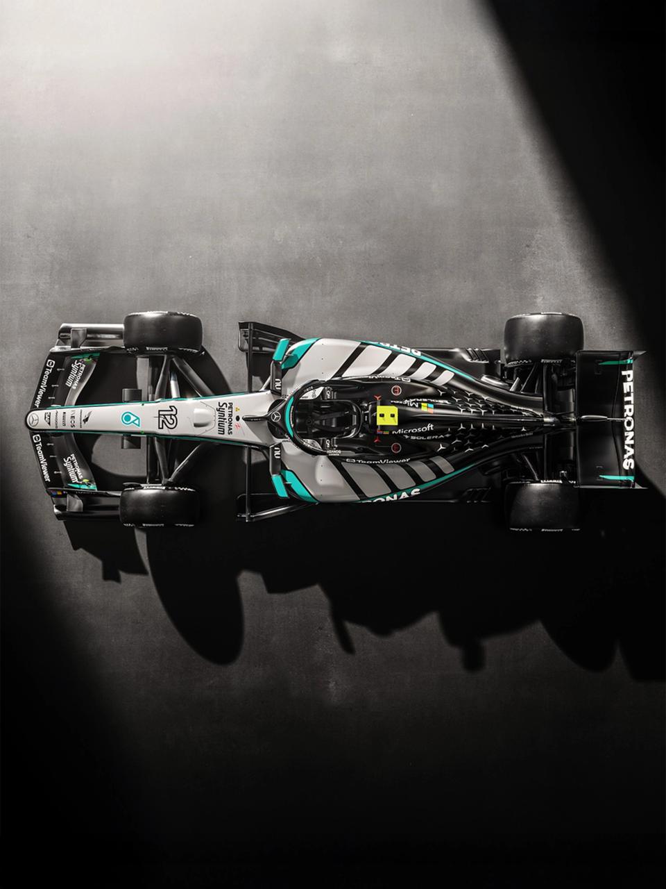 The Mercedes-AMG F1 W17 E PERFORMANCE top view.