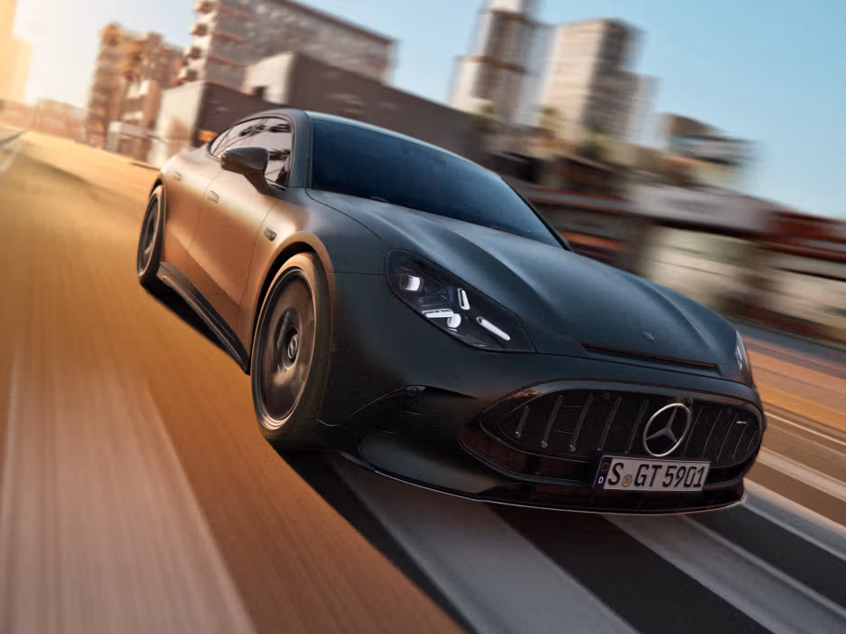 Mercedes-AMG GT 4-Door Coupé in an urban setting