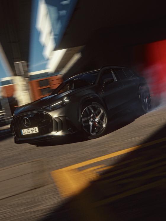 Mercedes-AMG GT 63 SUV in dynamischer Kurvenfahrt