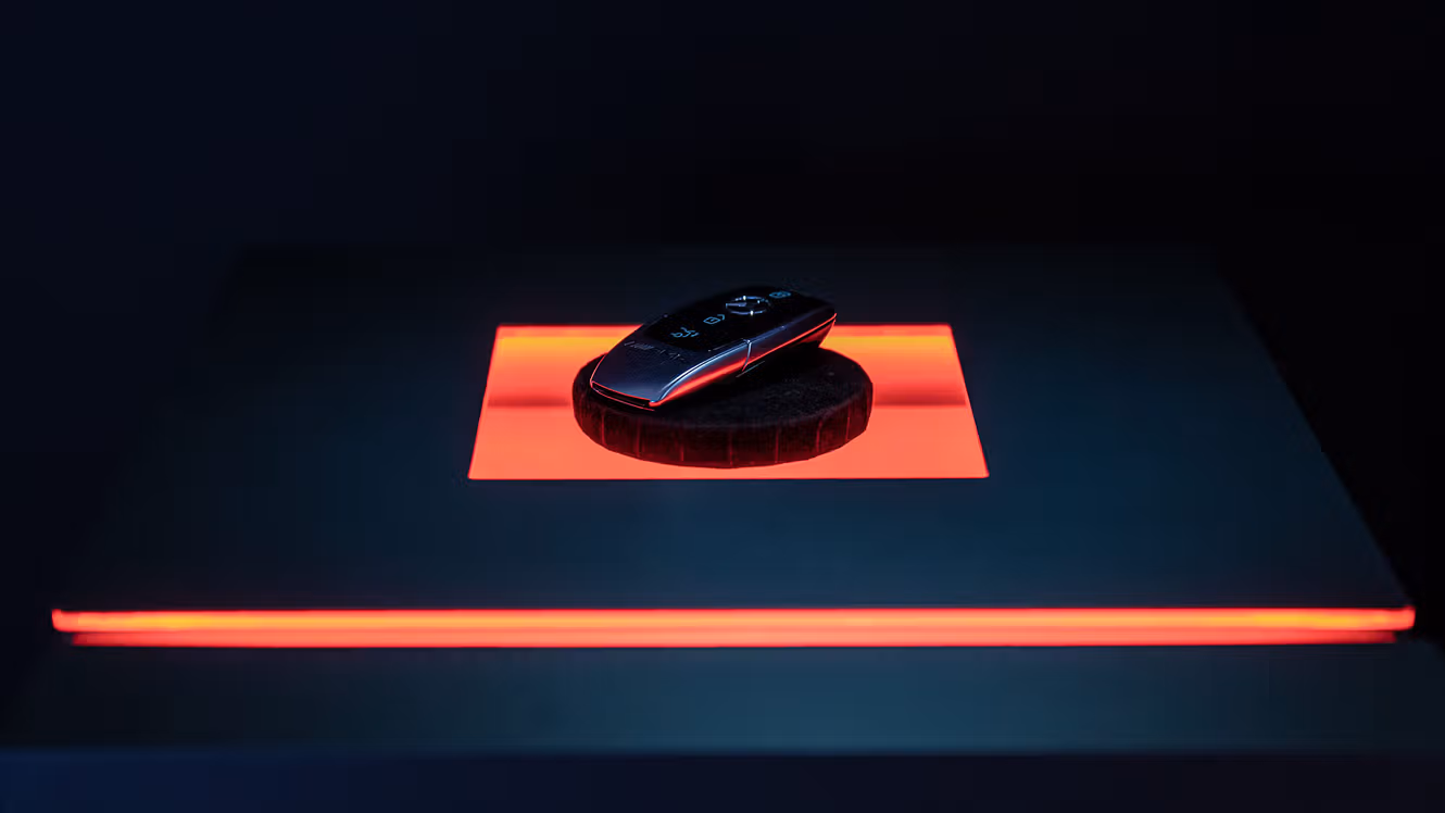 Image of the AMG key fob on a pedestal