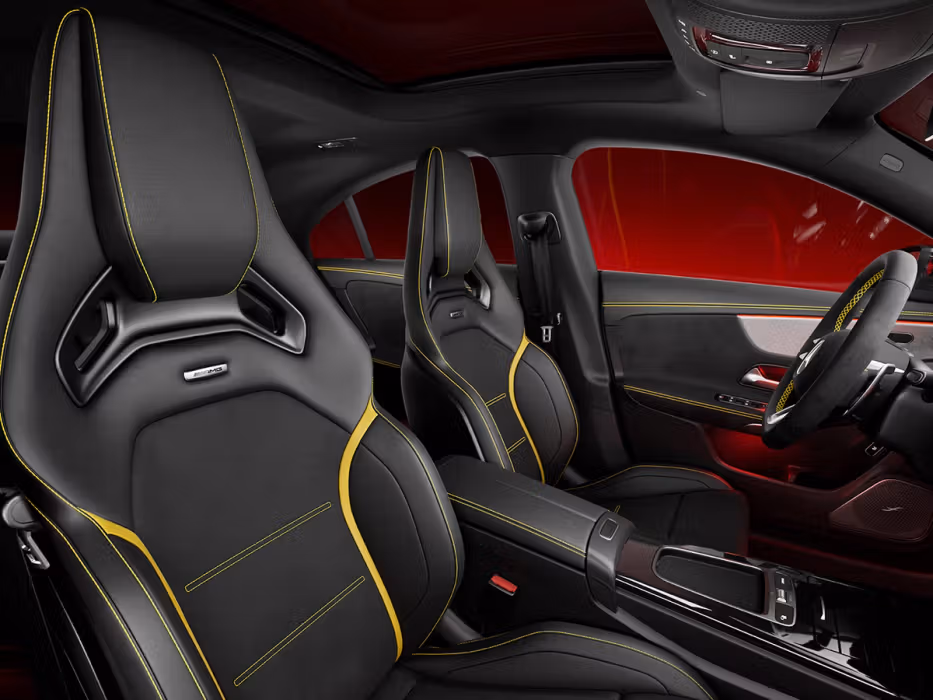 Performance seats of the Mercedes-AMG CLA 45 S Coupé.