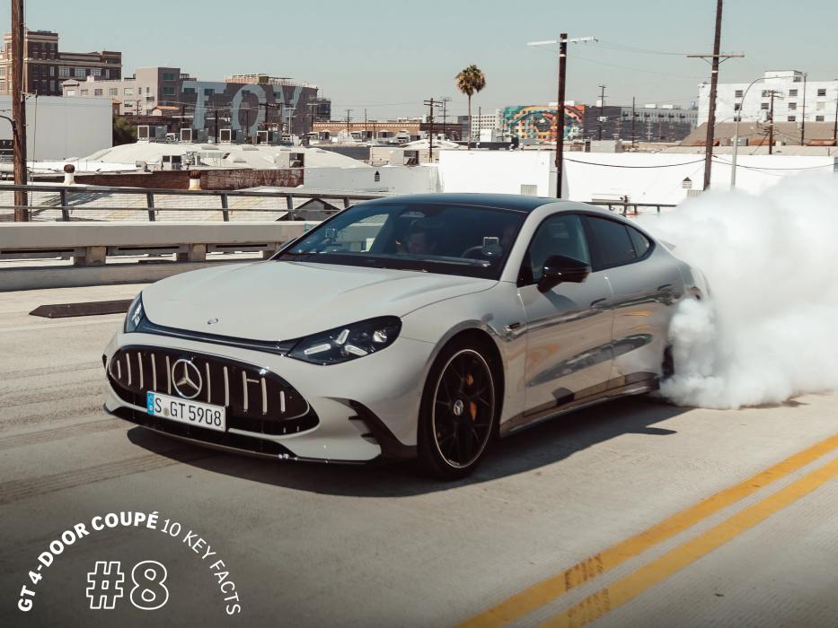 The Mercedes-AMG GT 4-Door Coupé makes the tyres spin