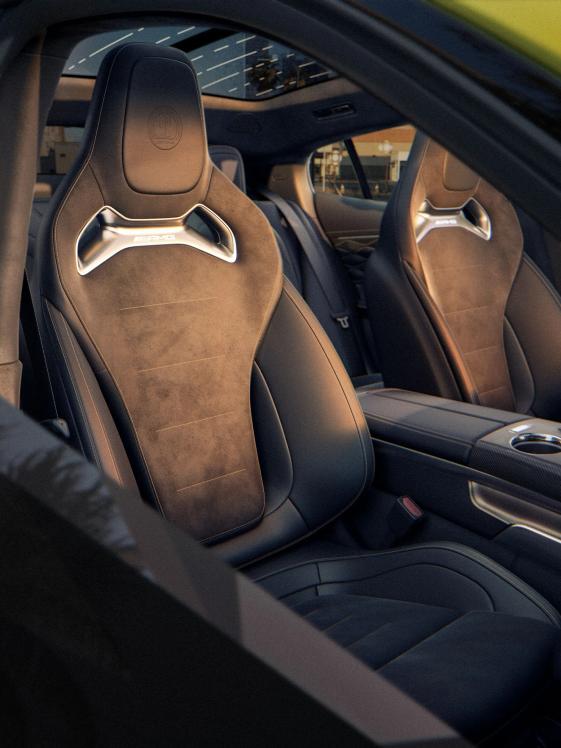 A view of the front seats in the Mercedes-AMG GT 4-Door Coupé