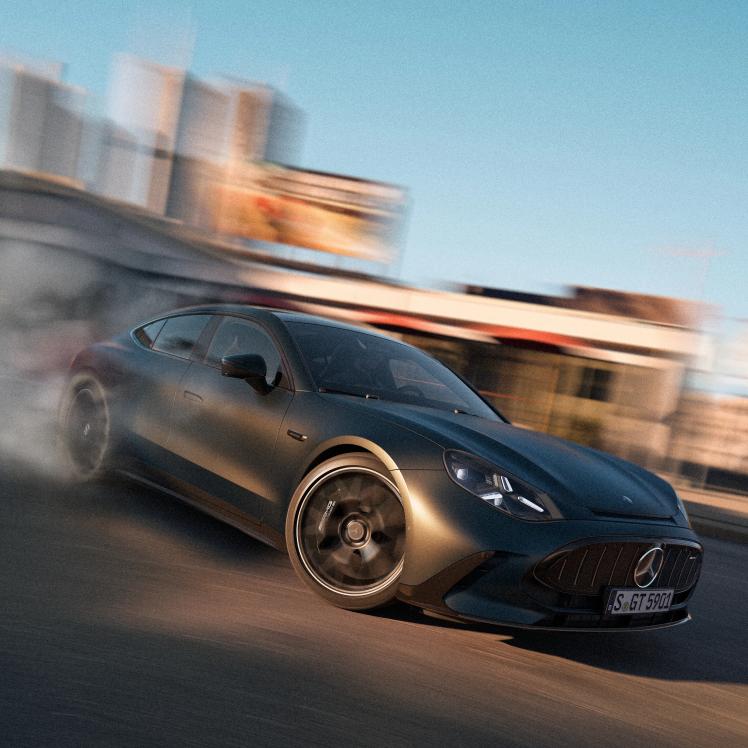 The Mercedes-AMG GT 4-Door Coupé drifting