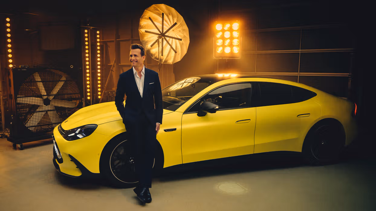 Campaign photoshoot with Gabriel Macht and the Mercedes-AMG GT 4-Door Coupé
