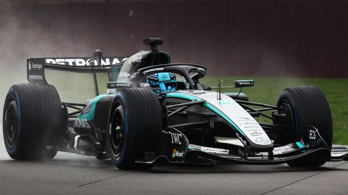 W17 on track with George Russell behind the wheel