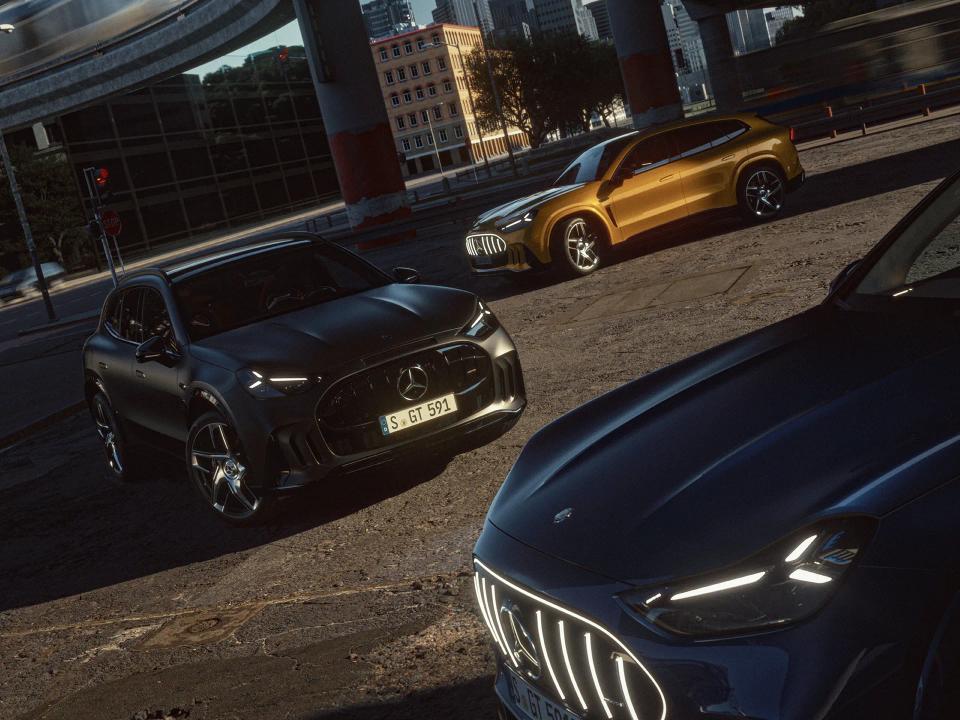 Ansicht des Mercedes-AMG GT SUV in allen drei Motorisierungen