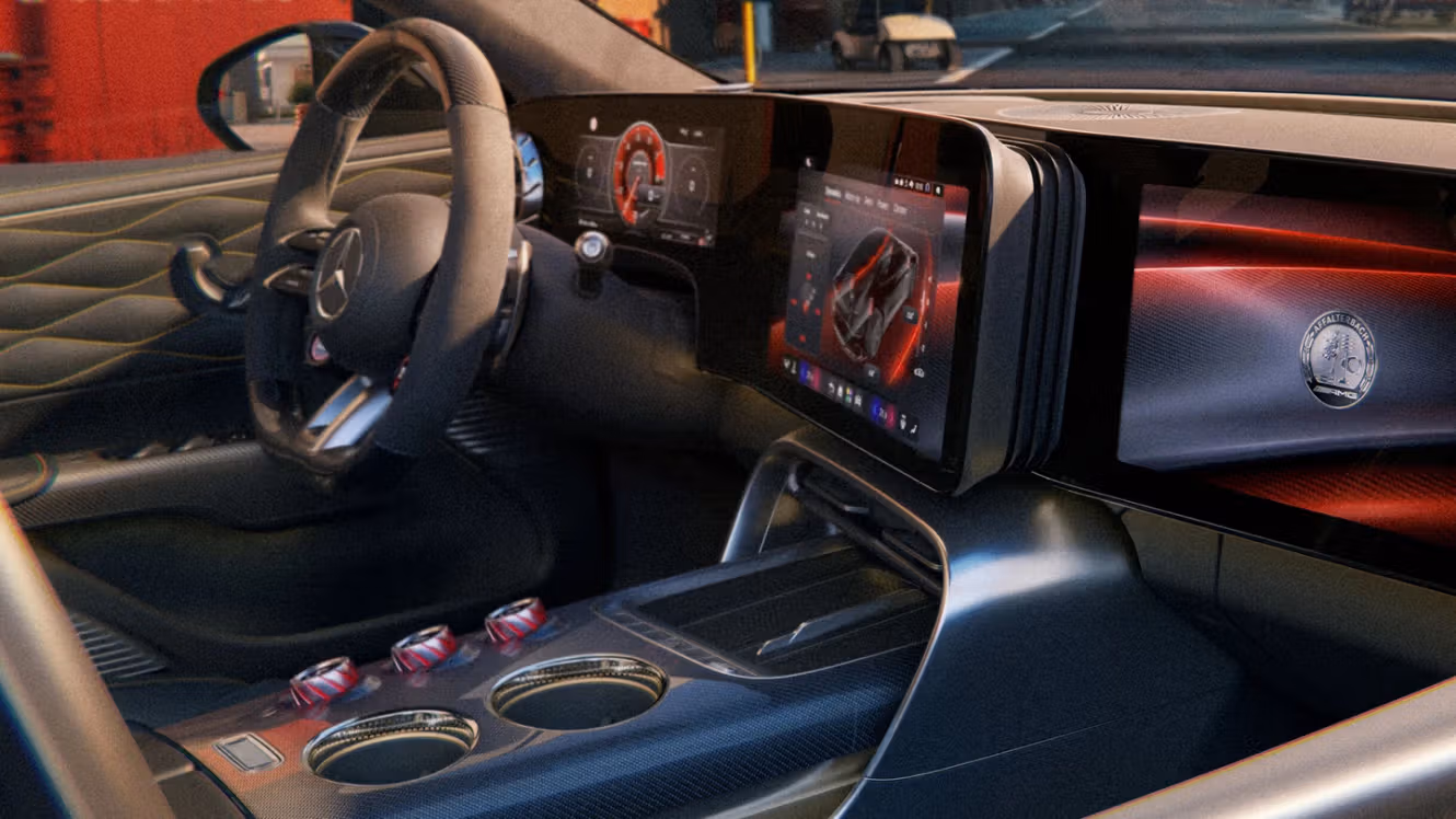 Close-up of the centre console