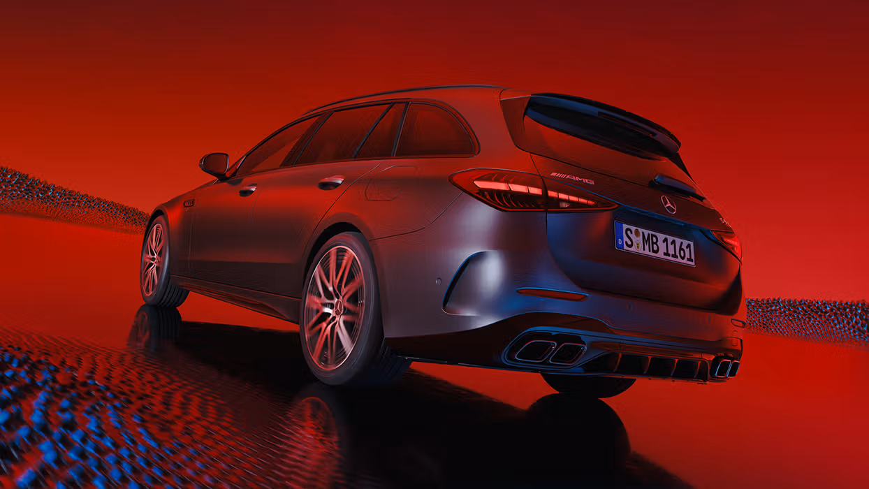Rear view of the Mercedes-AMG C 63 S E PERFORMANCE Estate