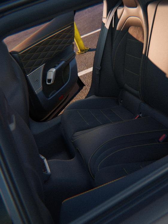 Close-up of the rear seat