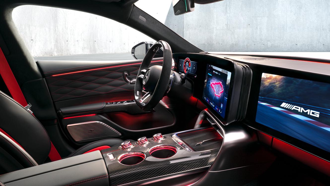 View of the driver's seat in the Mercedes-AMG GT 4-Door Coupe