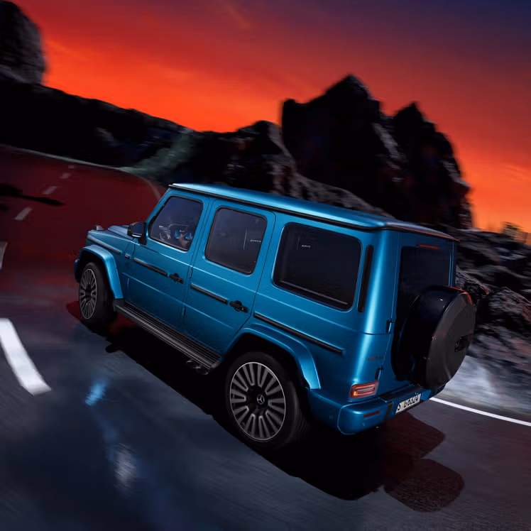 The Mercedes-AMG G 63 on a serpentine road.