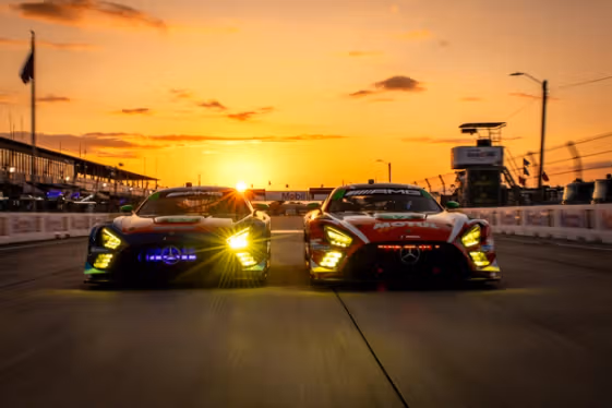 3 Mercedes-AMG GT cornering on the racetrack