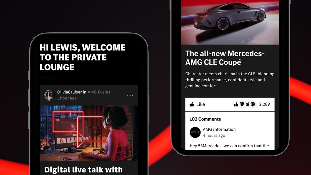 Two smartphones displaying different views of the community feed
