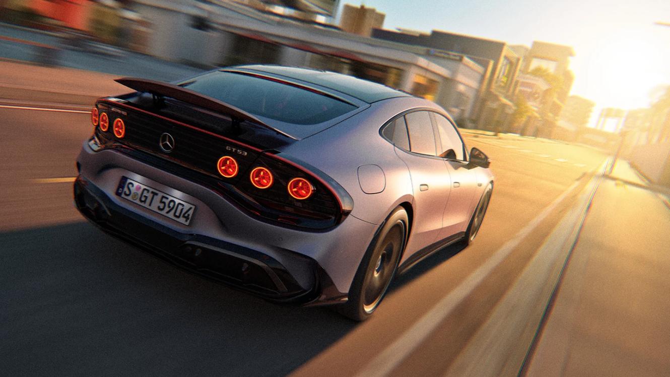 The rear of the Mercedes-AMG GT 53 4-Door Coupé