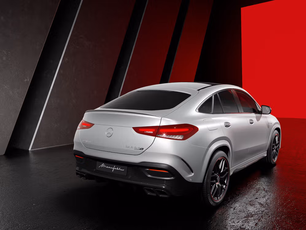 Rear view of the new Mercedes-AMG GLE Coupé Arctic Silver MANUFAKTUR Edition