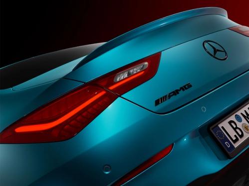 Nahaufnahme des Hecks des Mercedes-AMG CLA 35 Coupés