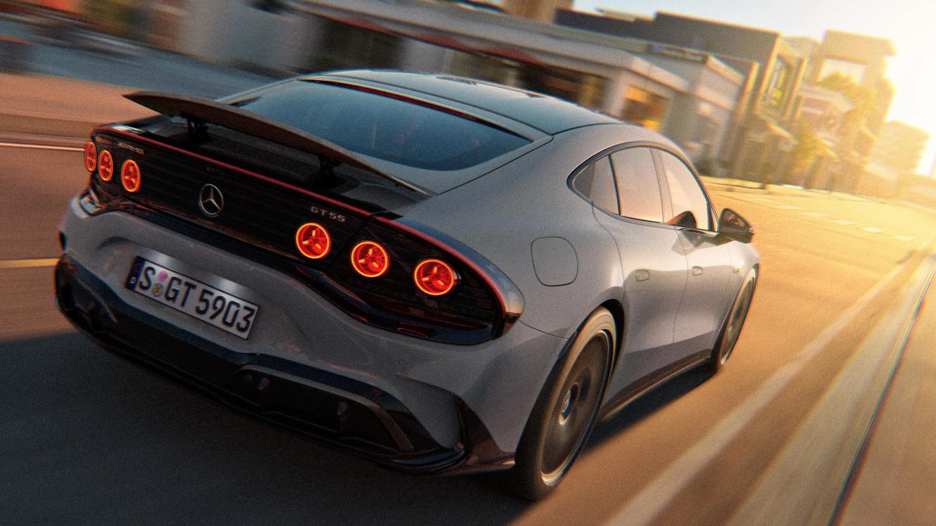 The rear of the Mercedes-AMG GT 55 4-Door Coupé