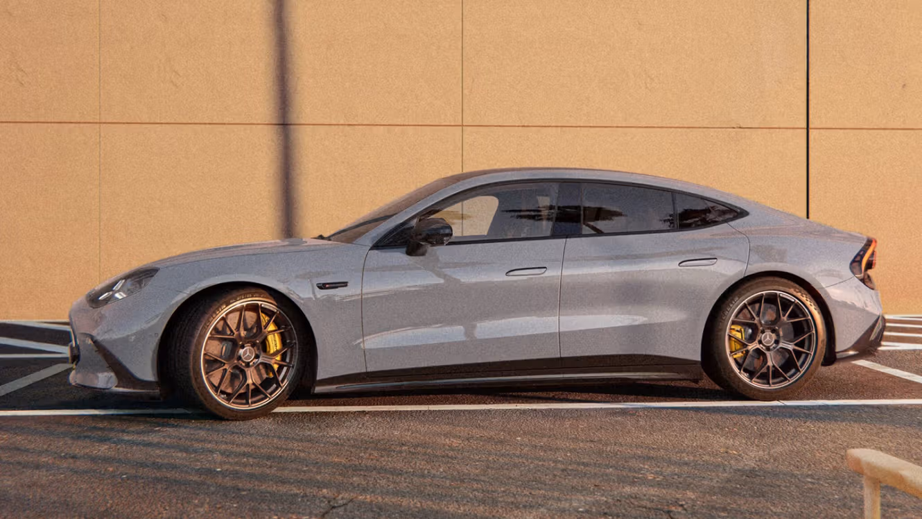 The Mercedes-AMG GT 55 4-Door Coupé, viewed from the side