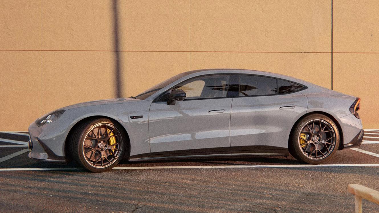 The Mercedes-AMG GT 55 4-Door Coupé, viewed from the side