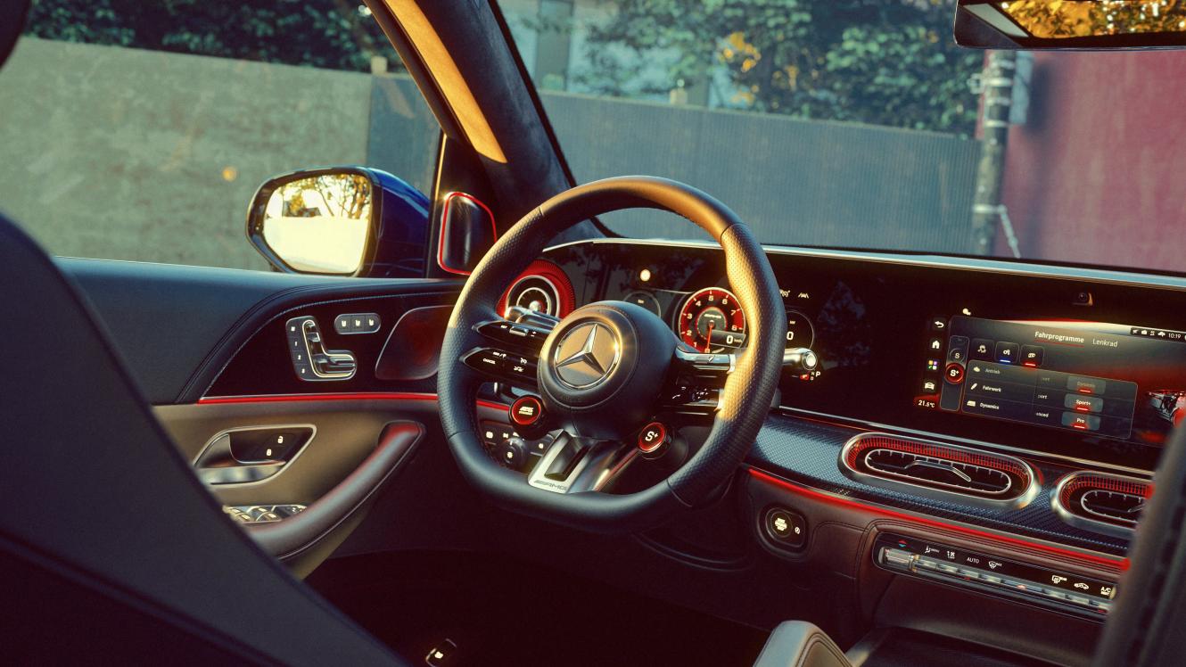 View of the cockpit of the Mercedes-AMG GLS SUV