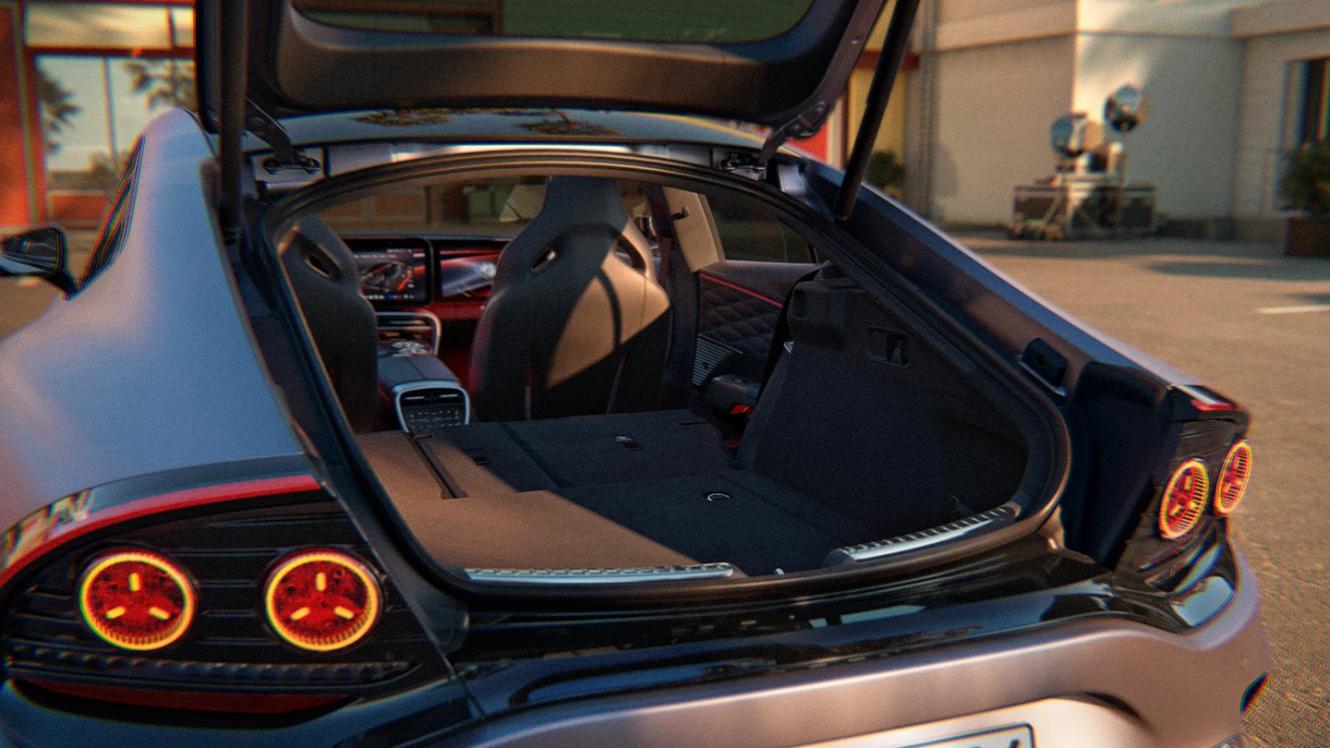 The boot with the rear seats folded down