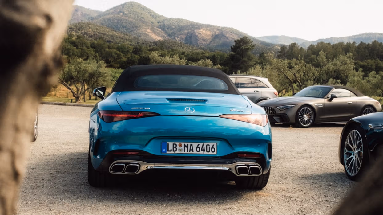 Rear view of a Mercedes-AMG SL Roadster
