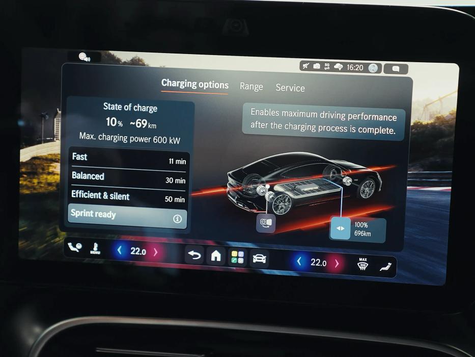 Screen mit Charging Optionen