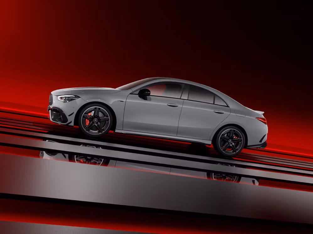 Mercedes-AMG CLA 45 S in alpine grey paint.