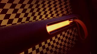 Door loops made from the new silk alternative in orange to match the exterior