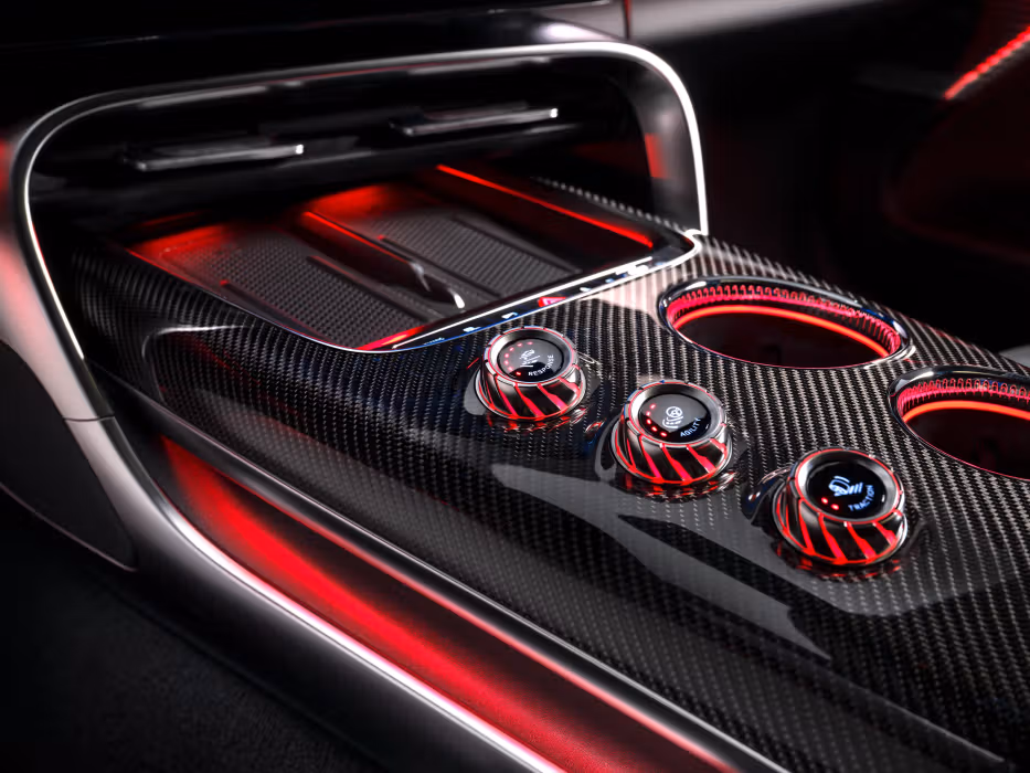 Fahrerblick auf die Mittelkonsole